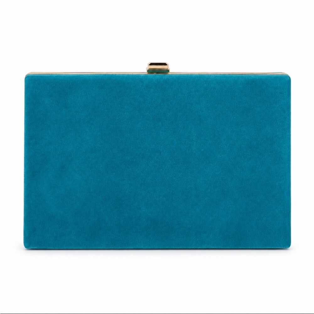SHIRL MILLER LTD VTG MiAqua Blue Suede Rectangle Clutch Handbag
